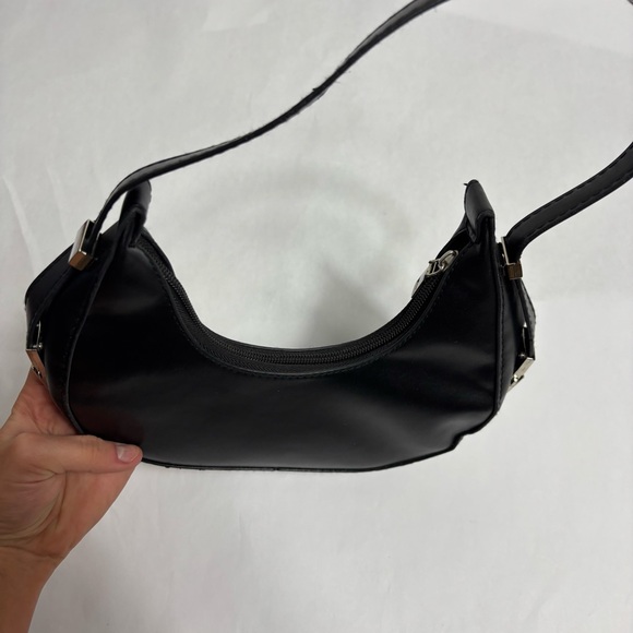 Black Leather Mini Shoulder Bag - Picture 4 of 6